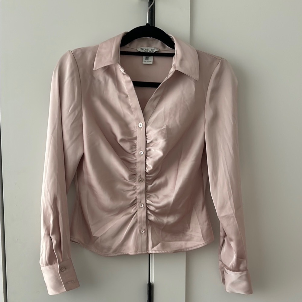 Elegant Women's Pink Satin Blouse - Rachel Zoe